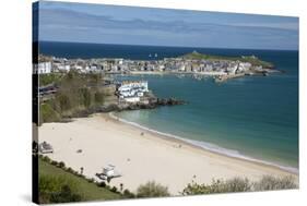 Porthminster Beach and Harbour, St. Ives, Cornwall, England, United Kingdom, Europe-Stuart Black-Stretched Canvas
