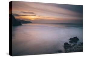 Porthtowan Beach Looking Along the Cornish Coastline at Sunset-Mark Doherty-Stretched Canvas