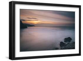 Porthtowan Beach Looking Along the Cornish Coastline at Sunset-Mark Doherty-Framed Photographic Print