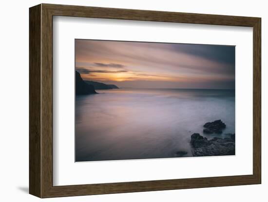 Porthtowan Beach Looking Along the Cornish Coastline at Sunset-Mark Doherty-Framed Photographic Print