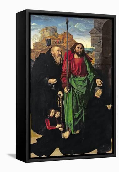 Portinari Altarpiece, St. Thomas and St. Anthony with Tommaso Portinari and Two Sons, c.1479-Hugo van der Goes-Framed Stretched Canvas