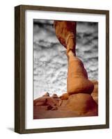 Portion of Delicate Arch Against Clouds, Arches National Park, Utah, USA-Jim Zuckerman-Framed Photographic Print