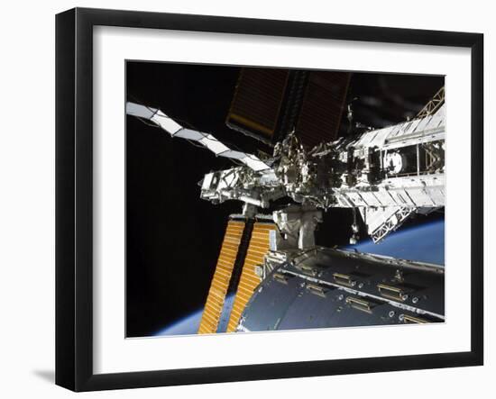 Portion of the Columbus Laboratory, Starboard Truss and Solar Array Panels-Stocktrek Images-Framed Photographic Print