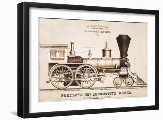 Portland and Co. Locomotive Works-J.H. Bufford-Framed Giclee Print