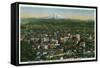 Portland and Mt. Hood in the distance - Portland, OR-Lantern Press-Framed Stretched Canvas