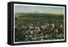 Portland and Mt. Hood in the distance - Portland, OR-Lantern Press-Framed Stretched Canvas