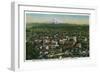 Portland and Mt. Hood in the distance - Portland, OR-Lantern Press-Framed Art Print