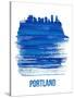 Portland Brush Stroke Skyline - Blue-NaxArt-Stretched Canvas