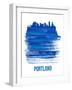 Portland Brush Stroke Skyline - Blue-NaxArt-Framed Art Print