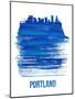 Portland Brush Stroke Skyline - Blue-NaxArt-Mounted Art Print