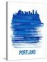 Portland Brush Stroke Skyline - Blue-NaxArt-Stretched Canvas