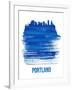 Portland Brush Stroke Skyline - Blue-NaxArt-Framed Art Print