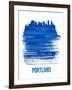 Portland Brush Stroke Skyline - Blue-NaxArt-Framed Art Print