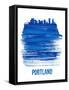 Portland Brush Stroke Skyline - Blue-NaxArt-Framed Stretched Canvas