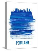 Portland Brush Stroke Skyline - Blue-NaxArt-Stretched Canvas