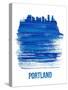 Portland Brush Stroke Skyline - Blue-NaxArt-Stretched Canvas