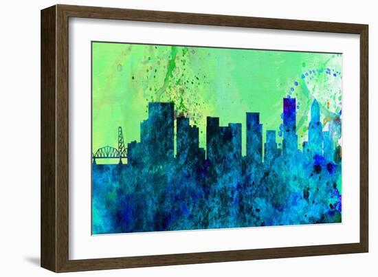 Portland City Skyline-NaxArt-Framed Art Print