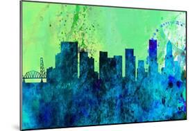 Portland City Skyline-NaxArt-Mounted Art Print