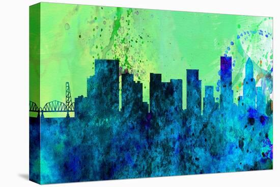 Portland City Skyline-NaxArt-Stretched Canvas