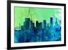 Portland City Skyline-NaxArt-Framed Premium Giclee Print