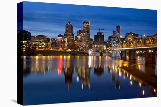 Portland Downtown City Skyline at Twilight-jpldesigns-Stretched Canvas
