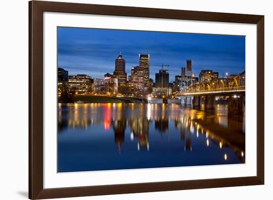 Portland Downtown City Skyline at Twilight-jpldesigns-Framed Photographic Print