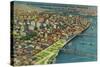 Portland from Air showing Bridges and Waterfront - Portland, OR-Lantern Press-Stretched Canvas