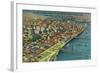 Portland from Air showing Bridges and Waterfront - Portland, OR-Lantern Press-Framed Art Print