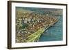 Portland from Air showing Bridges and Waterfront - Portland, OR-Lantern Press-Framed Art Print