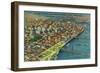 Portland from Air showing Bridges and Waterfront - Portland, OR-Lantern Press-Framed Art Print
