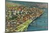 Portland from Air showing Bridges and Waterfront - Portland, OR-Lantern Press-Mounted Art Print