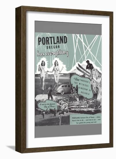 Portland Has Everything, Oregon Travel Poster-null-Framed Art Print