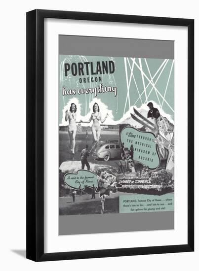 Portland Has Everything, Oregon Travel Poster-null-Framed Art Print