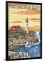 Portland Head Light - Portland, Maine-Lantern Press-Framed Art Print