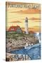 Portland Head Light - Portland, Maine-Lantern Press-Stretched Canvas