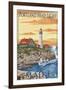 Portland Head Light - Portland, Maine-Lantern Press-Framed Art Print