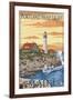 Portland Head Light - Portland, Maine-Lantern Press-Framed Art Print