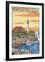 Portland Head Light - Portland, Maine-Lantern Press-Framed Art Print