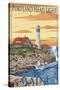 Portland Head Light - Portland, Maine-Lantern Press-Stretched Canvas