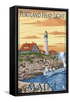 Portland Head Light - Portland, Maine-Lantern Press-Framed Stretched Canvas