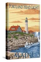 Portland Head Light - Portland, Maine-Lantern Press-Stretched Canvas