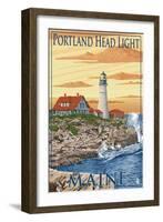 Portland Head Light - Portland, Maine-Lantern Press-Framed Art Print