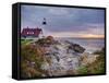 Portland Head Lighthouse at Sunrise, Portland, Maine, New England, USA, North America-Alan Copson-Framed Stretched Canvas