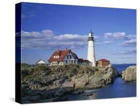 Portland Head Lighthouse on Rocky Coast at Cape Elizabeth, Maine, New England, USA-Rainford Roy-Stretched Canvas