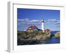 Portland Head Lighthouse on Rocky Coast at Cape Elizabeth, Maine, New England, USA-Rainford Roy-Framed Photographic Print