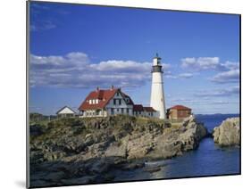 Portland Head Lighthouse on Rocky Coast at Cape Elizabeth, Maine, New England, USA-Rainford Roy-Mounted Photographic Print