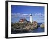 Portland Head Lighthouse on Rocky Coast at Cape Elizabeth, Maine, New England, USA-Rainford Roy-Framed Photographic Print