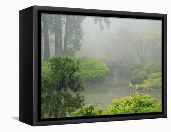 Portland Japanese Garden Fogged In: Portland, Oregon United States of America, USA-Michel Hersen-Framed Stretched Canvas