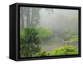 Portland Japanese Garden Fogged In: Portland, Oregon United States of America, USA-Michel Hersen-Framed Stretched Canvas