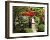 Portland Japanese Garden in Autumn with Fire Hydrant, Portland, Oregon, USA-Michel Hersen-Framed Premium Photographic Print